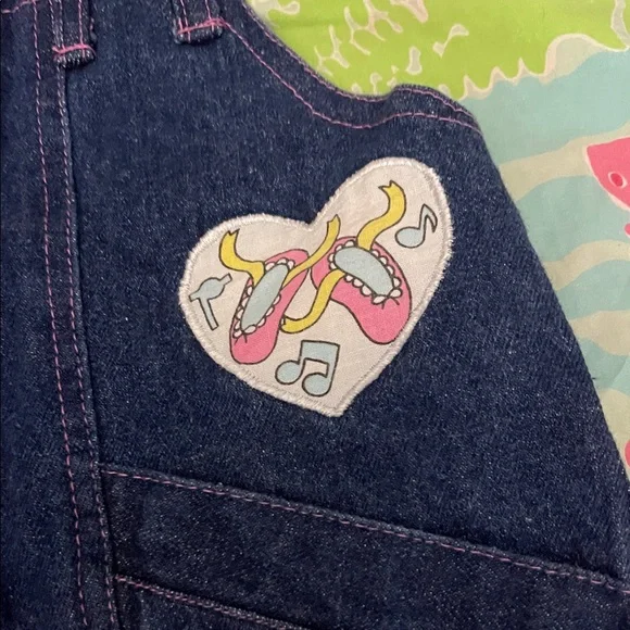 Vintage Denim Overalls with Patches - Picture 4 of 12